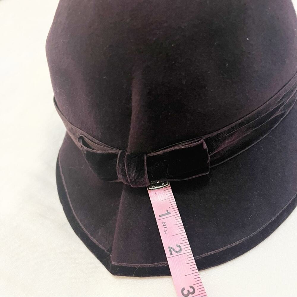 VINTAGE Louise Green Dark Purple Velour Hat with Bow - Picture 5 of 6